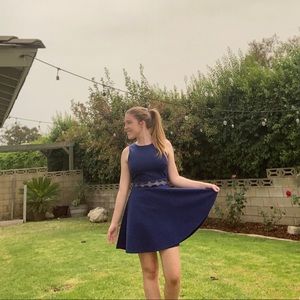 V Back Dress With Sheer Waist Detail